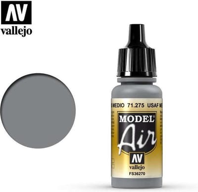 Vallejo Hobbyverf Acrylverf - 71275 Model Air USAF Medium Gray - Acryl Verf flesje - 17 ml