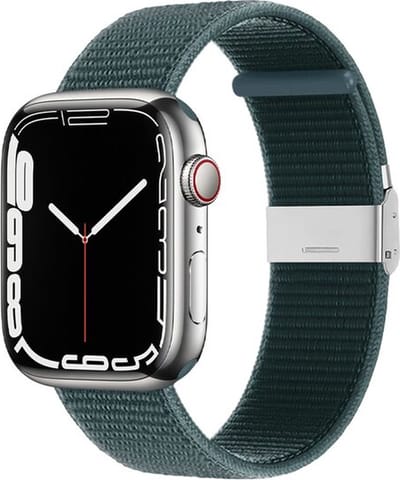 By Qubix - Geschikt voor Apple Watch bandje - Nylon bandje met klemsluiting - Donkergroen - Geschikt voor Apple Watch 44mm / 45mm / 46mm / 49mm (Ultra 1,2 en 3) - nylon - bandje iWatch