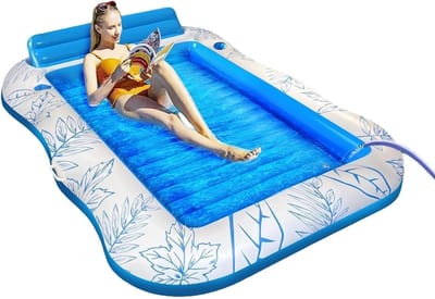 Opblaasbare Zwemband - Zonnevlot Ligbed - Ontspannen in water - Met bekerhouders - Groot formaat - Blauw