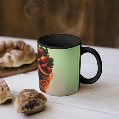 Magische Mok - Foto op Warmte Mokken - Koffiemok - Vrouw - Aardbeien - Kroon - Magic Mok - Beker - 350 ML - Theemok