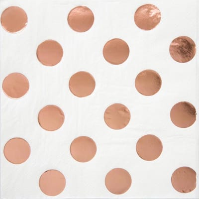 Servetten rosegold/roze/wit Dots 16 stuks.
