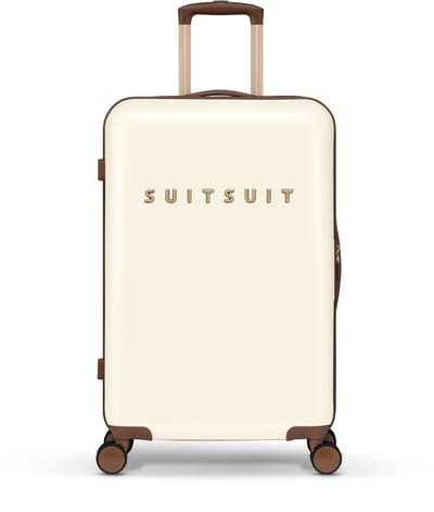 SUITSUIT Reiskoffer 66x43x24 - Reiskoffer met wielen - Lichtgewicht koffer - Veilig TSA cijferslot - 59L koffer inhoud - Fab Seventies Reiskoffers Antique White - Wit