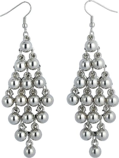 Behave - Zilverkleurige hanger oorbel met bollen - Nikkelvrij - 7 cm