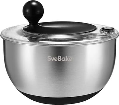 Premium 5,3-Qt Roestvrij Stalen Slacentrifuge met Stopknop - Vaatwasmachinebestendig en BPA-vrij