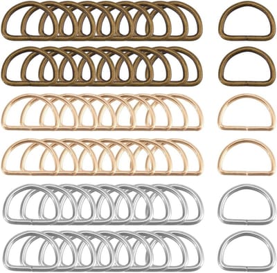 120 Stuks Metalen D Ringen in 3 Kleuren voor Portemonnee en Tassen - 25mm D Vorm Gespen voor DIY Craft en Naaien Accessoires (Goud, Zilver, Brons)