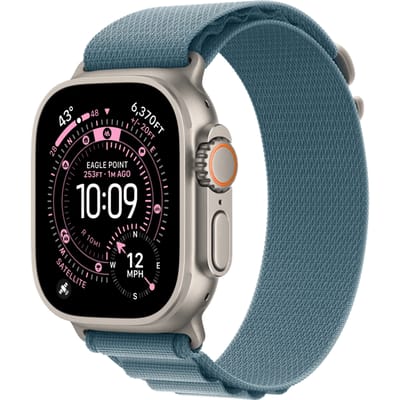 Apple Watch Ultra 3 Cellular 49mm Natural Titanium Case with Light Blue Alpine Loop - Large