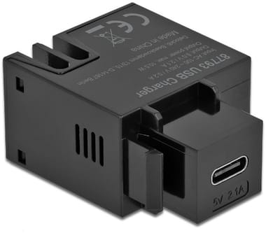 USB-C - terminal block Keystone USB-lader module | 10,5W | zwart