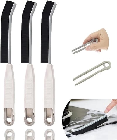 Set van 3 stevige hoekborstels met handige ophangclip voor grondige reiniging van voegen en moeilijke hoeken