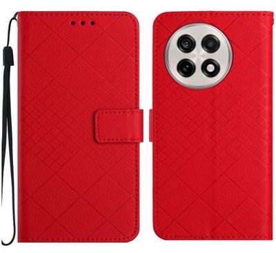 Coverup Hoesje - Geschikt voor OnePlus 13R Hoesje - Coverup Rhombus Book Case - Rood