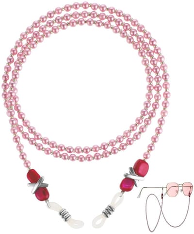 Brilketting kralen - Anti-slip - 75 cm - Voor brillen en maskers - Roze