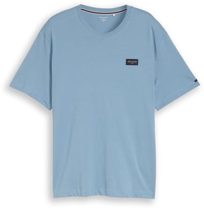 Tom Tailor - Plus Size - T-shirt van katoen met logo-badge - Maat 3XL - mountain spring blue