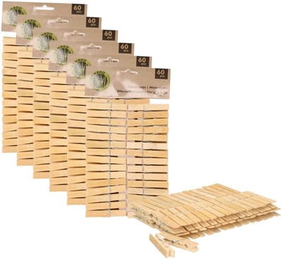 Ultra clean wasknijpers - 360x - bamboe hout - 7 cm - wasspelden knijpers - was ophangen - drogen