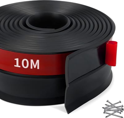 Garage Deur Afdichting, Multifunctionele Rubberen Afdichtingsstrips voor Garagedeuren, Garagedeur, Vloerafdichting met Nagels (10 m, Zwart)