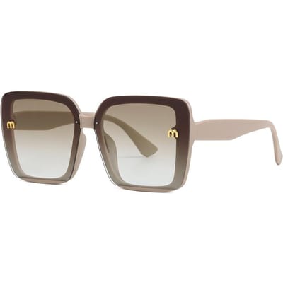 Lunettes de soleil pour femmes à monture large noire pour visage rond et grand visage, résistantes aux UV, avec un tempérament haut de gamme et une protection solaire kaki