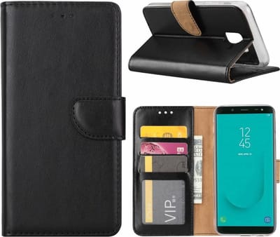 Bookcase Geschikt voor: Samsung Galaxy J6 2018 - Zwart - portemonnee hoesje