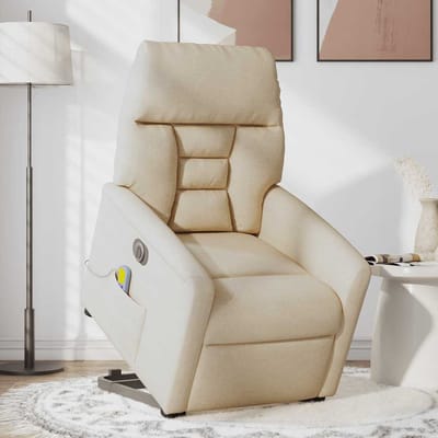 vidaXL - Sta-op-massagestoel - elektrisch - verstelbaar - stof - crèmekleurig