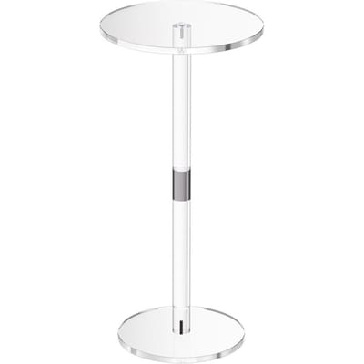 Table de boisson en acrylique, Table d'appoint transparente avec plateau rond et pied solide, Support de table à gâteau moderne en acrylique, Bureau d'appoint transparent pour café, boisson, nourriture, snack,