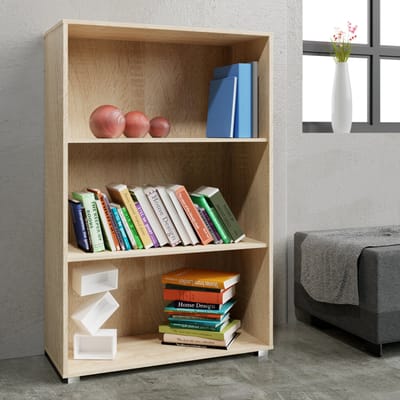 Casaria Boekenkast Vela - 3 Vakken Verstelbaar 115x60x28 cm - Eiken
