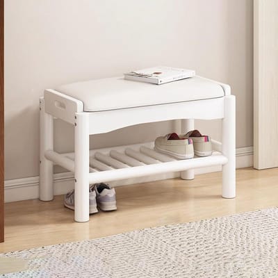 Gestoffeerde bedbank met opbergruimte - Boerderijstijl Houten Entrybank voor Slaapkamer en Woonkamer, 60 cm x 30 cm x 40 cm