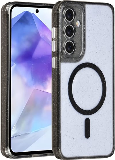 TUNIQ telefoonhoesje voor Samsung Galaxy A55 - MagSafe met glitter - Zwart