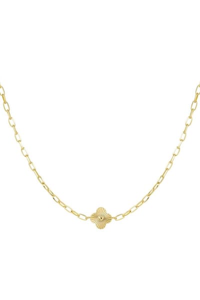 Schakelketting met bloem - Klaver - Goud