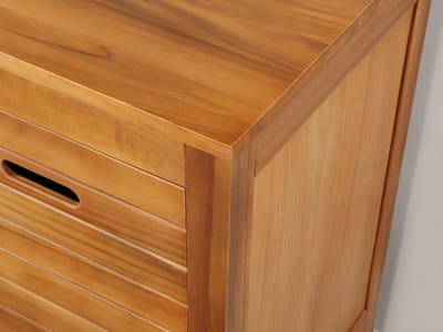 Vente-unique Badkamermeubel van acaciahout met dubbele wastafel en spiegels - 130 cm - PULUKAN