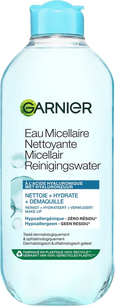Garnier SkinActive Micellair Reinigingswater met Hyaluronzuur - Reinigt, Hydrateert en Verwijdert Make-Up - Hypoallergeen - 400ml