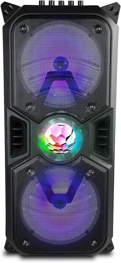 Draagbare Bluetooth Speaker Trolley - 200 Watt, 2 x 6.5 inch Woofer, RGB-Licht, USB/MP3, Oplaadbare Batterij, Microfoon Aansluiting