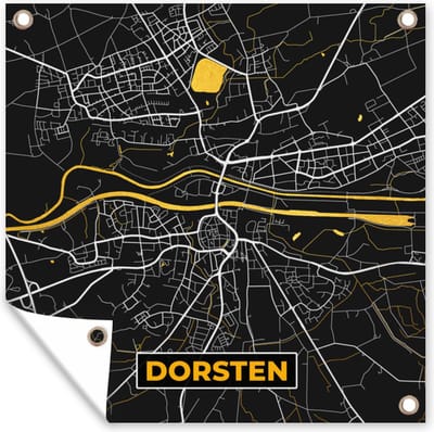 Tuin poster Dorsten - Kaart - Stadskaart - Duitsland - Plattegrond - Goud - 200x200 cm - Tuindoek