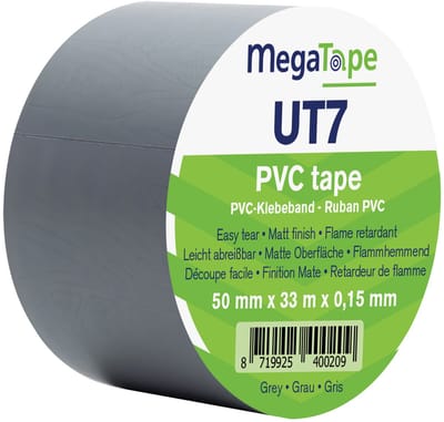 Showgear MegaTape UT7 PVC tape 50 mm x 33 m, grijs