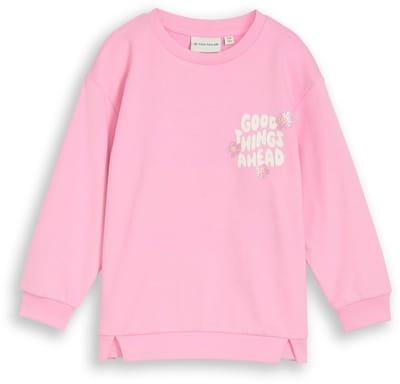 Tom Tailor - Oversized sweatshirt met print - Maat 92/98 - lovely pink