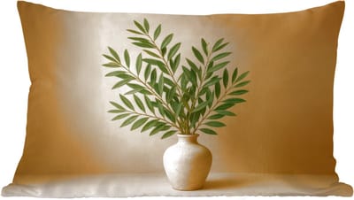 Sierkussens - Kussentjes Woonkamer - 60x40 cm - Vaas - Olijftakken - Bladeren - Beige
