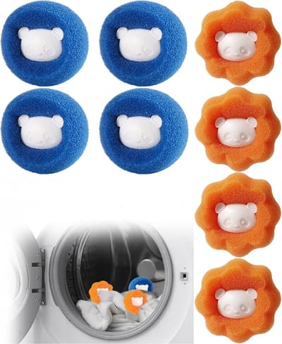 Haarverwijderaar Wasgoed - Pluisballen Wasmachine - Kleding Reinigen - Herbruikbaar Systeem - 8 Stuks - Blauw Oranje