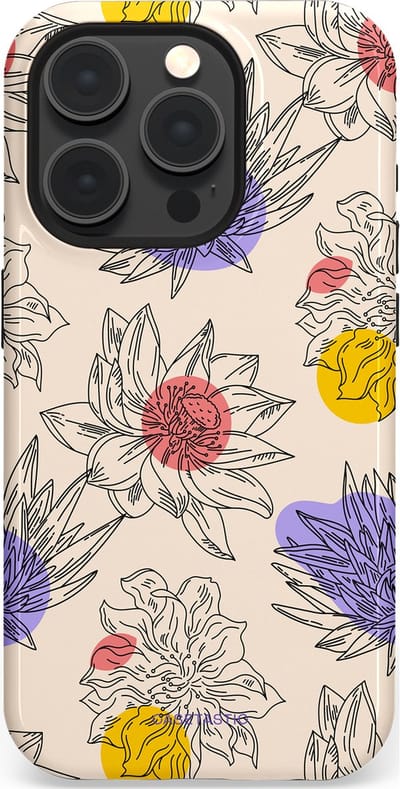 Casetastic Hoesje Geschikt voor Apple iPhone 15 Pro Magsafe - Stijlvolle Beschermende Duo-layer Case - Bloemenschets