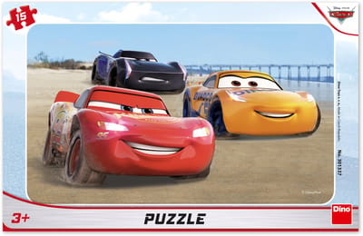 Dino puzzel Cars Racing - 15 stukjes - kleurrijk kinderspeelgoed.