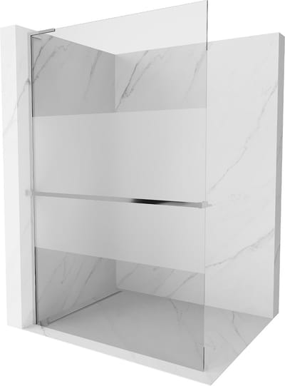 Mexen Kioto+ L douchewand met plank Walk-in 70 x 200 , transparant/frost, chroom - 800-070-123-01-35