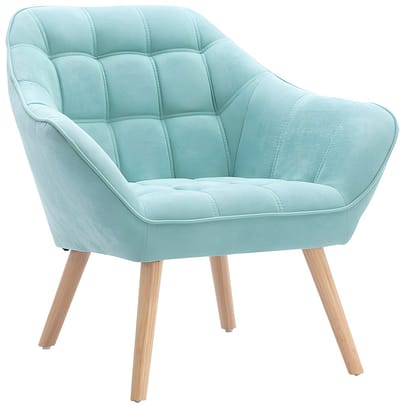 Vente-unique Tweezitsbank en fauteuil CASERTA - Stof - Blauwgroen