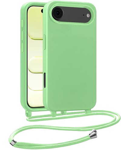 Hoesje Geschikt voor iPhone Air Hoesje Met Koord Siliconen Case - Hoes Geschikt voor iPhone Air Backcover Met Afneembaar Koord - Groen