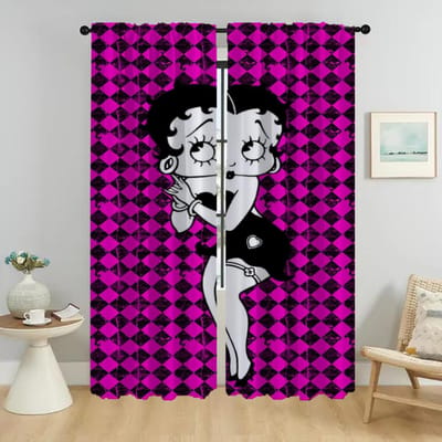 Betty Boop Gordijnen voor Woonkamer Gordijn Shades Tule voor Slaapkamer Huis Interieur Gordijnen 2 Stuks Scheidingswand Keuken Kind W74xH114cmx2pcs-CL