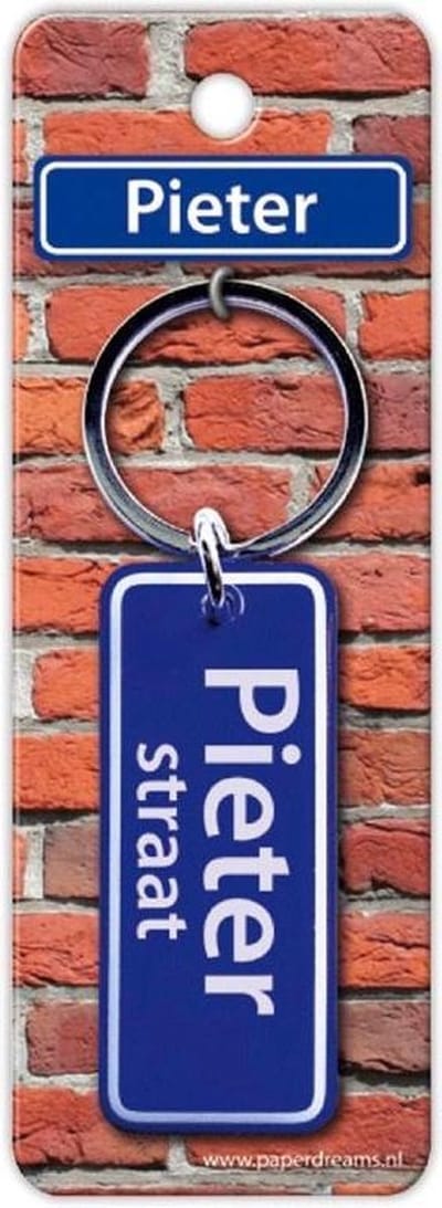 Paper Dreams Sleutelhanger Straatnaam Pieter 9 Cm Staal Blauw