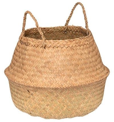 Atmosphera Opbergmand Danilo - rond - riet - naturel - 40 x 41 cm - opvouwbaar - decoratie mand