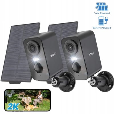 ieGeek 2K 3MP HD Buiten Bewakingscamera Batterij Wi-Fi - , HD Draadloze Bewakingscamera met Zonnepaneel - PIR Bewegingsdetectie en Alarm - Kleuren Nachtzicht - Ondersteund door Alexa - 2-Weg Audio