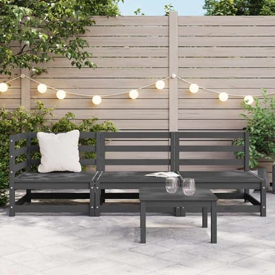 vidaXL - 3-delige - Loungeset - massief - grenenhout - grijs