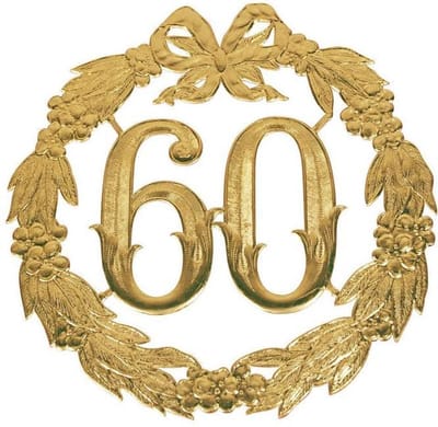 Jubileumcijfer 60 - 24cm - 60 Jaar - Goud