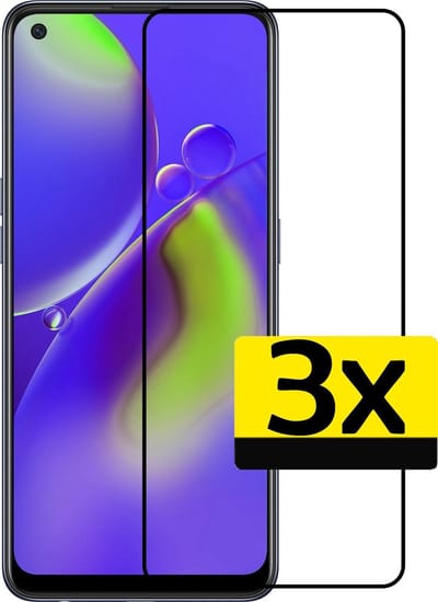 Screenprotector - Geschikt voor OPPO A74 5G - 3 Stuks - Full Cover - Beschermglas - Gehard Glas - Tempered Glass - Screen Protector