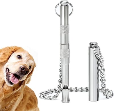 Hondenfluit met terugroepfunctie, hoge frequentie stille metalen fluit met ketting voor effectieve hondentraining en gehoorzaamheid
