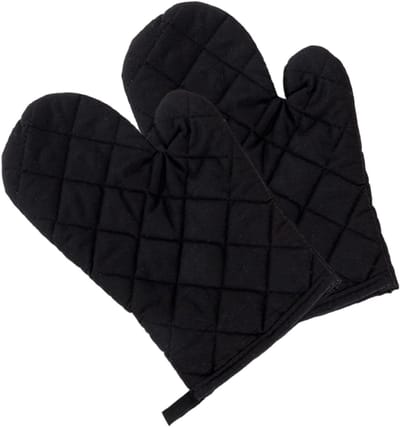 Thijox - Hittebestendige Ovenwanten Zwart - 1 Paar Ovenhandschoenen - Pannenlap Handschoenen voor Koken en Bakken - Veilig en Comfortabel in de Keuken