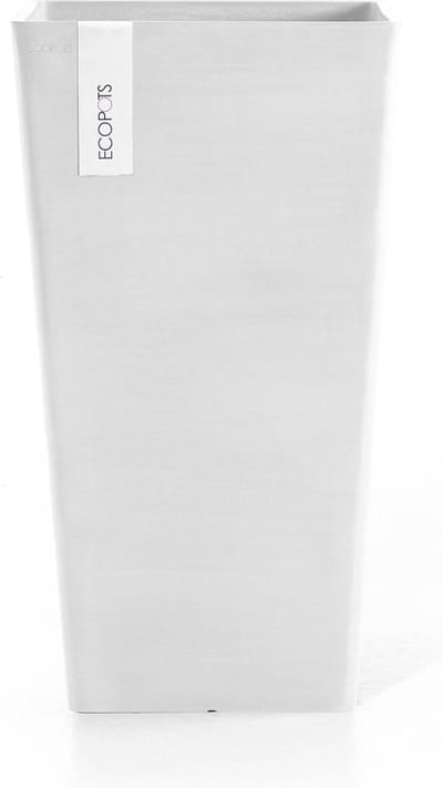 Ecopots Rotterdam Mid High 56 - Pure White - 31 x H56,5 cm - Vierkante witte bloempot / plantenbak
