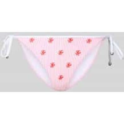 Bikinibroekje van seersucker met strikbandjes