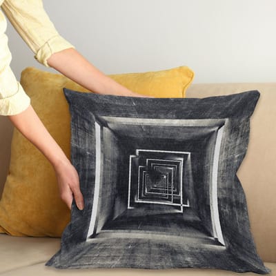ABAKUHAUS Kussenhoes 50x50 cm – Tunnelperspectief, Dubbelzijdig druk, Rits